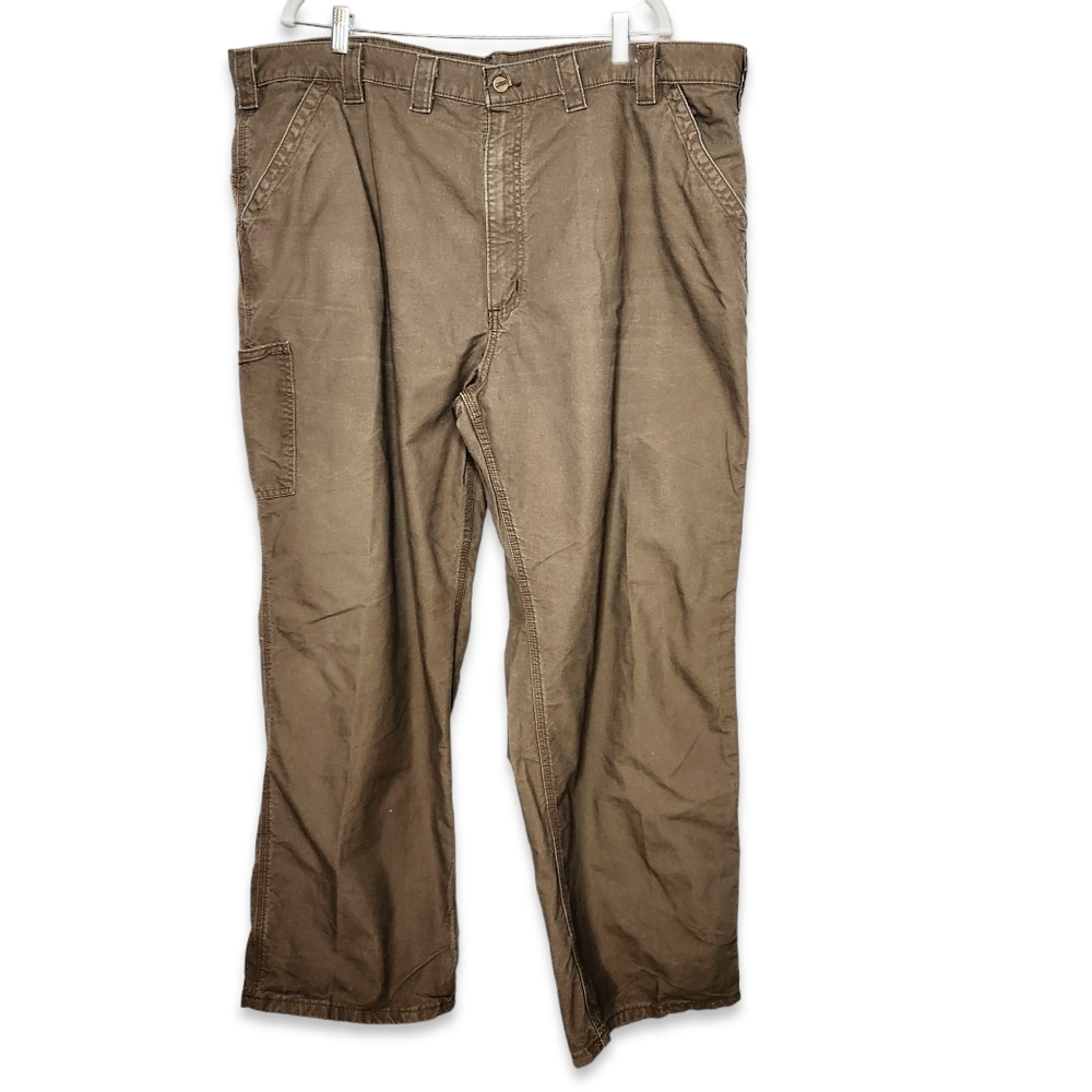 Carhartt Canvas Work Dungaree Men's Size 46x30 Dark Khaki B151 - Picture 2 of 7